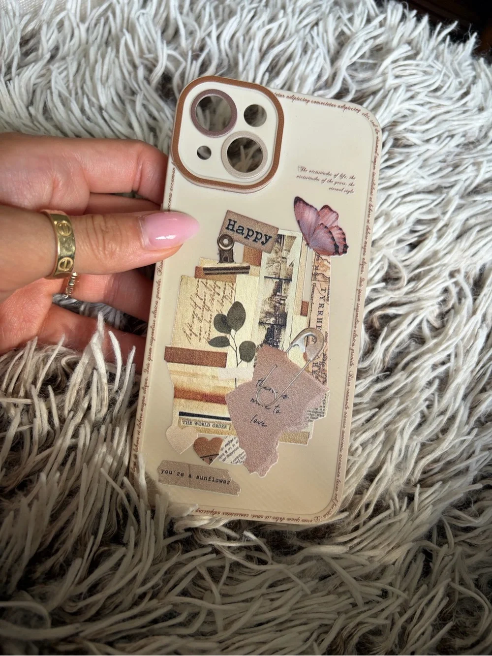 Stylish Beige Floral Collage Phone Case - Compatible Cell Accessory iPhone 13